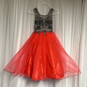 Little girl pink and gray Indian net dress